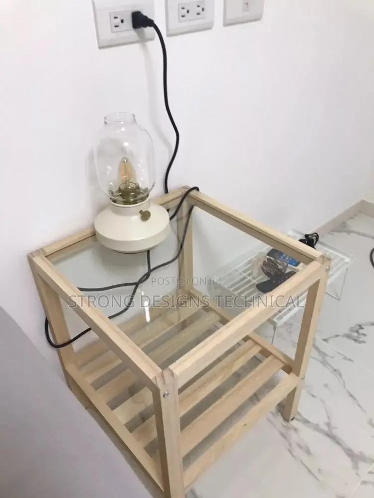 Glass Top Wooden Side Table/Bedside/ Night Stand/ Sofa Table