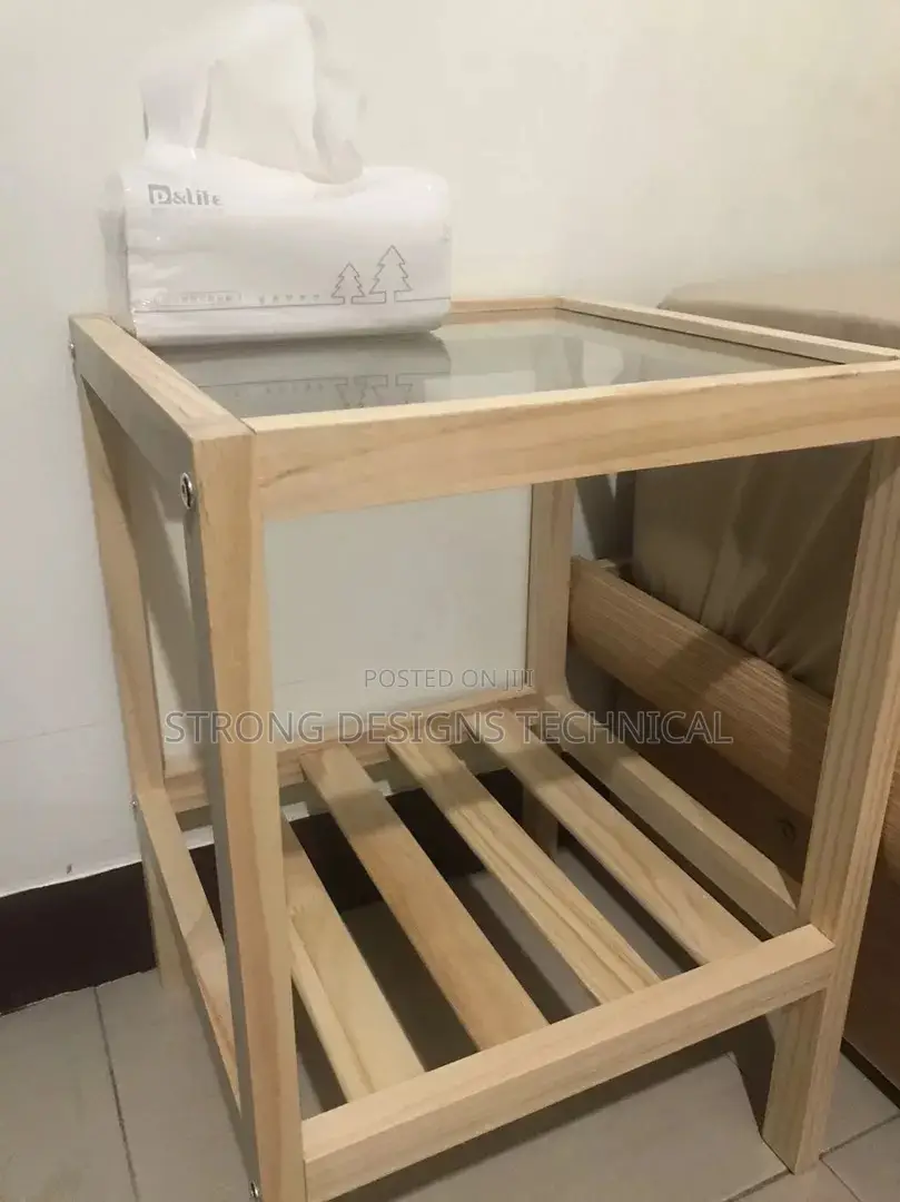 Glass Top Wooden Side Table/Bedside/ Night Stand/ Sofa Table