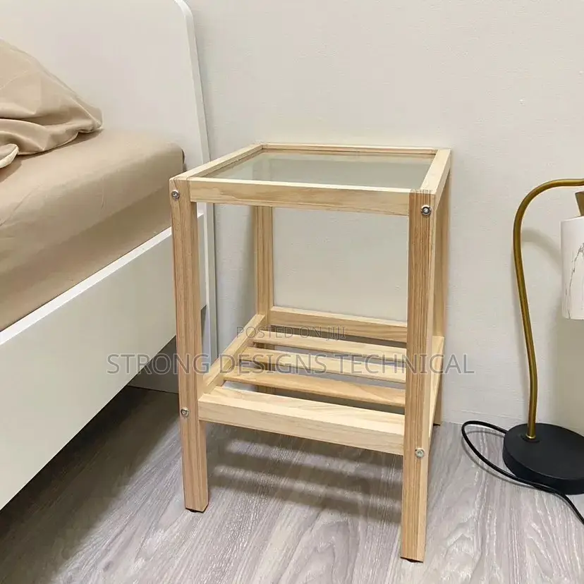 Glass Top Wooden Side Table/Bedside/ Night Stand/ Sofa Table