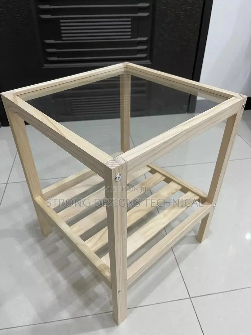 Glass Top Wooden Side Table/Bedside/ Night Stand/ Sofa Table