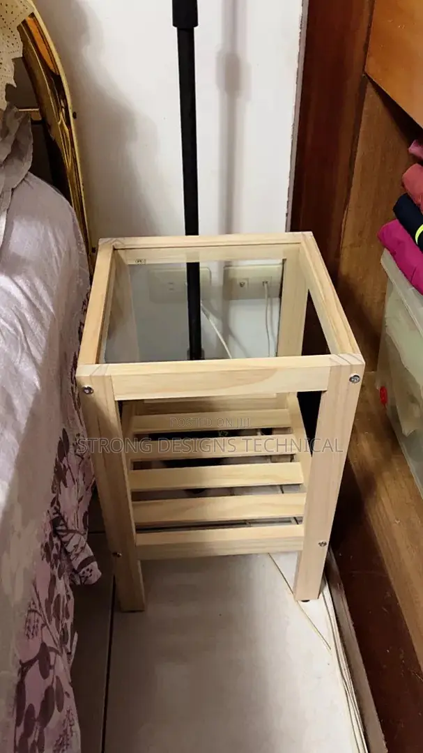 Glass Top Wooden Side Table/Bedside/ Night Stand/ Sofa Table