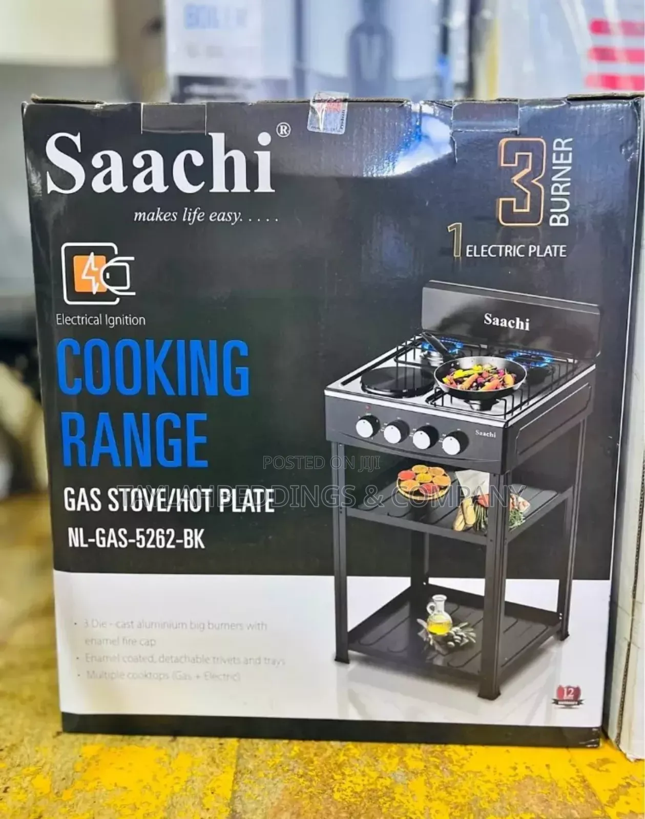 (3+1) 3 Burner and 1 Hot Plate Gas Stove With Stand