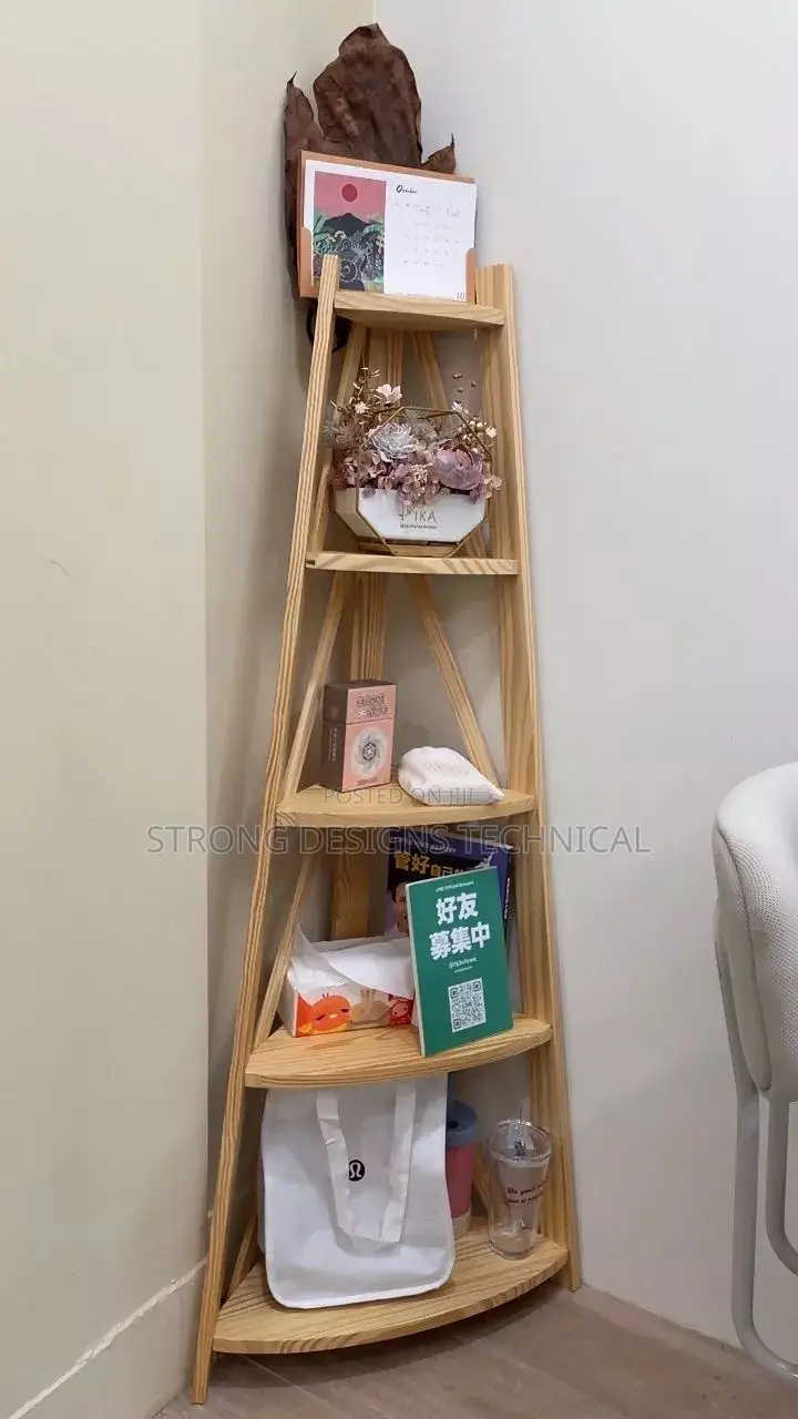 Wooden 5 Layer Multipurpose Corner Shelf.