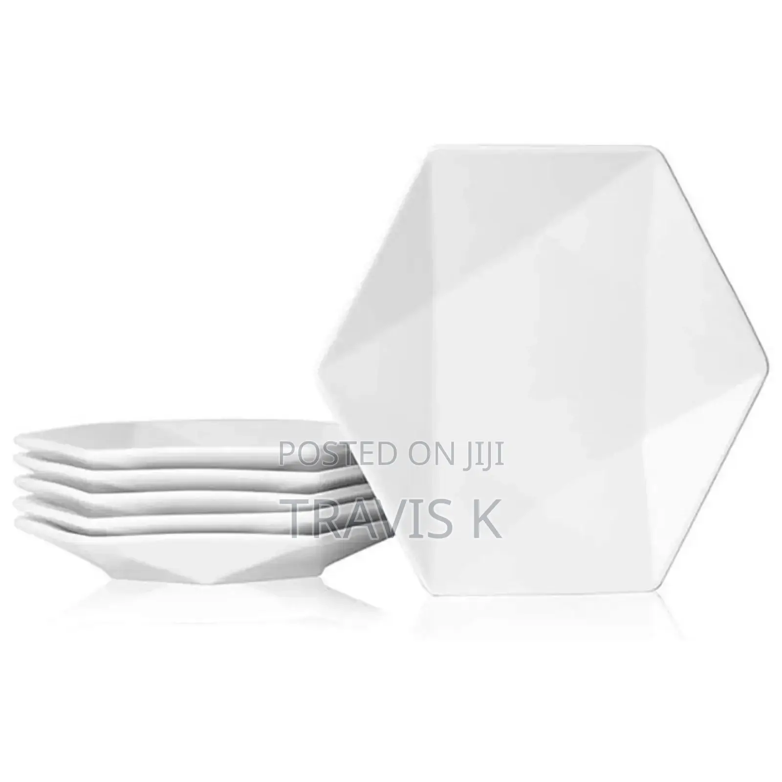6pcs Plain White Hexagonal Plates