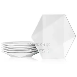 6pcs Plain White Hexagonal Plates