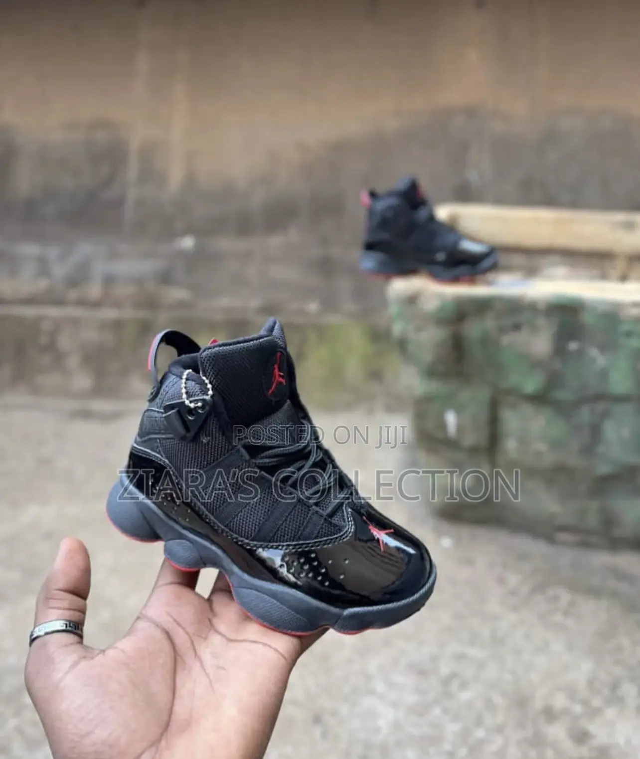 Black Air Jordan 6 Rings Kids Sneakers