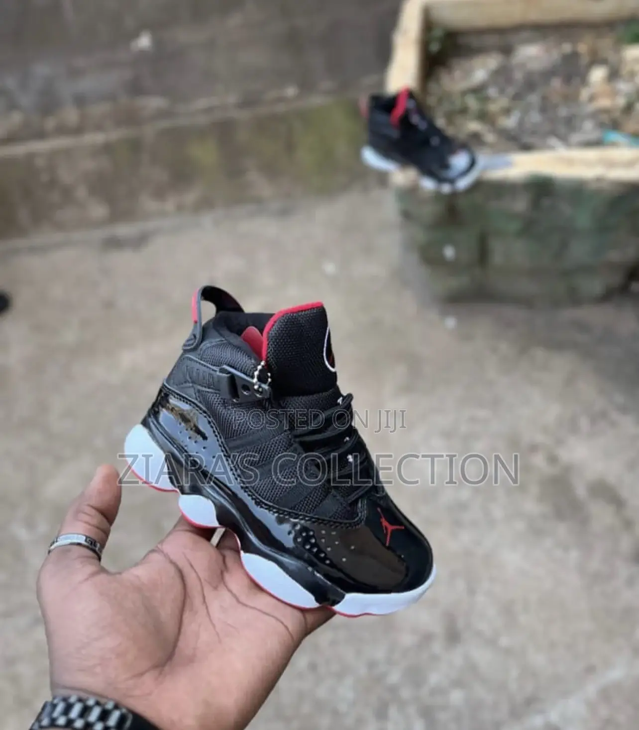 Black and White Jordan 6 Rings Sneakers
