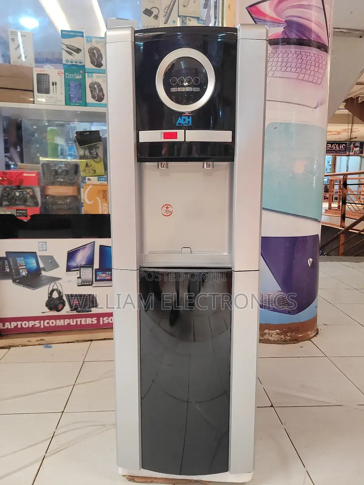 Adh Hot Normal Waterdispenser With Storagespace-Silver Black