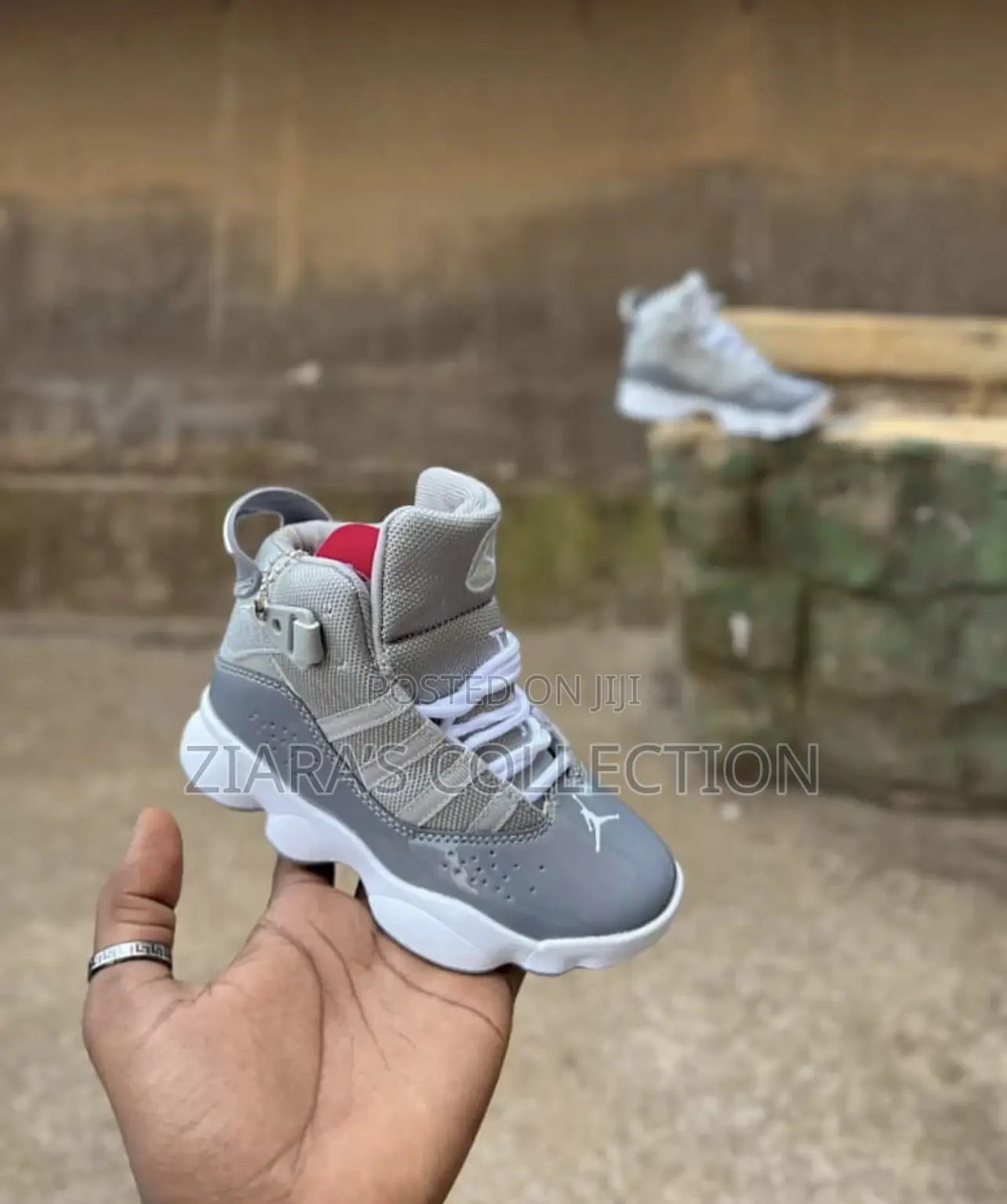 Gray Jordan 6 Rings Kids Sneakers
