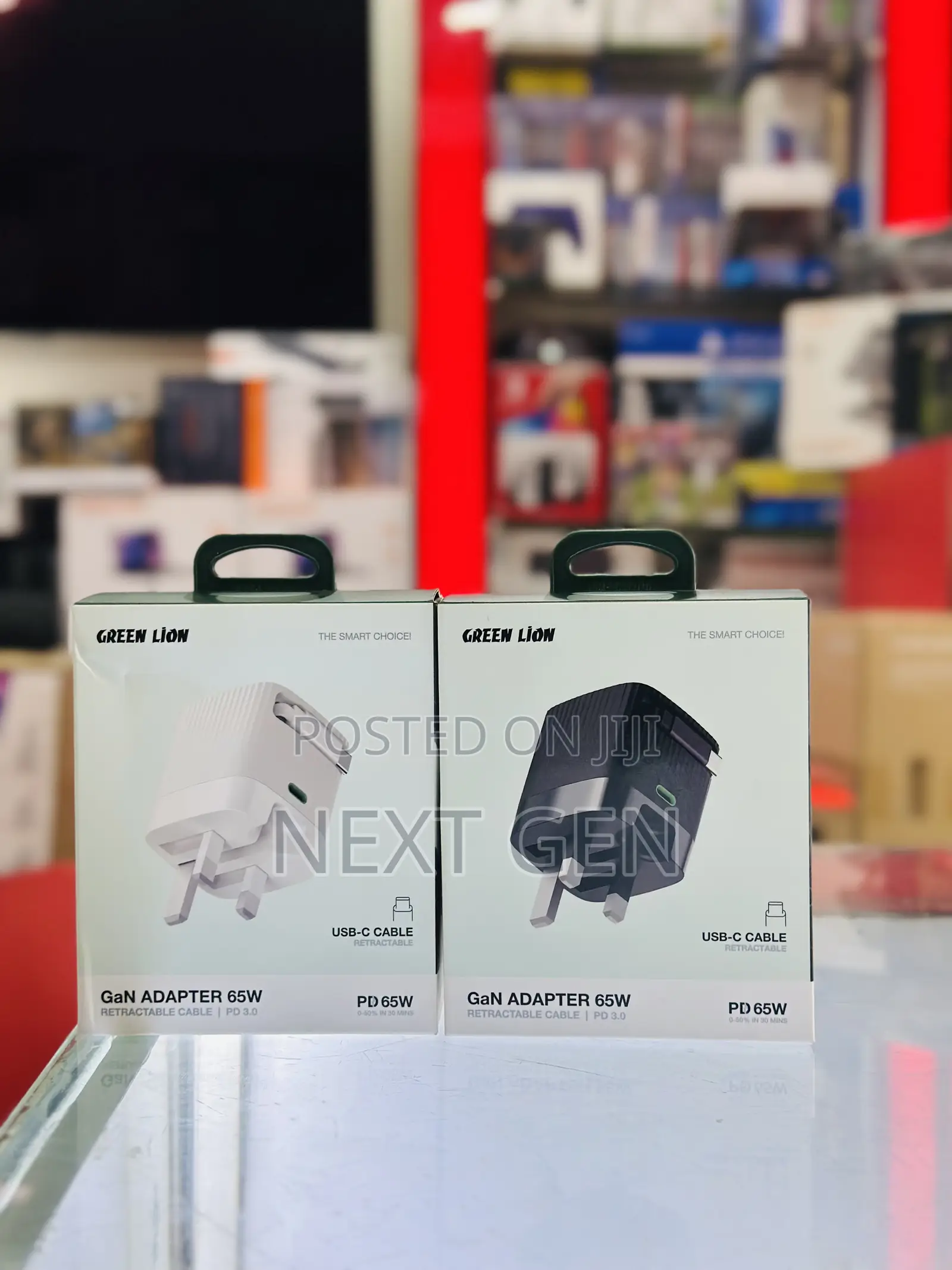 Green Lion Gan Adapter 65w Retractable Cable Pd 3.0