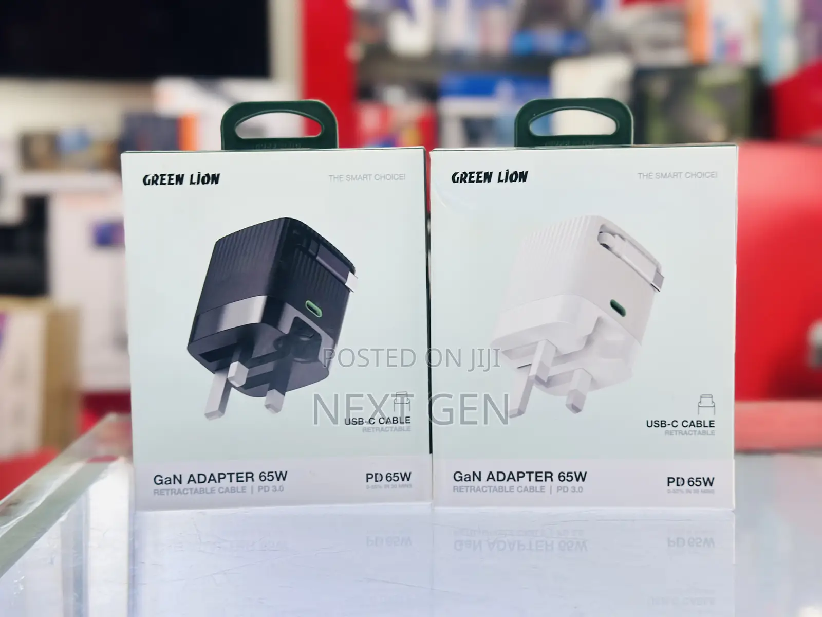 Green Lion Gan Adapter 65w Retractable Cable Pd 3.0