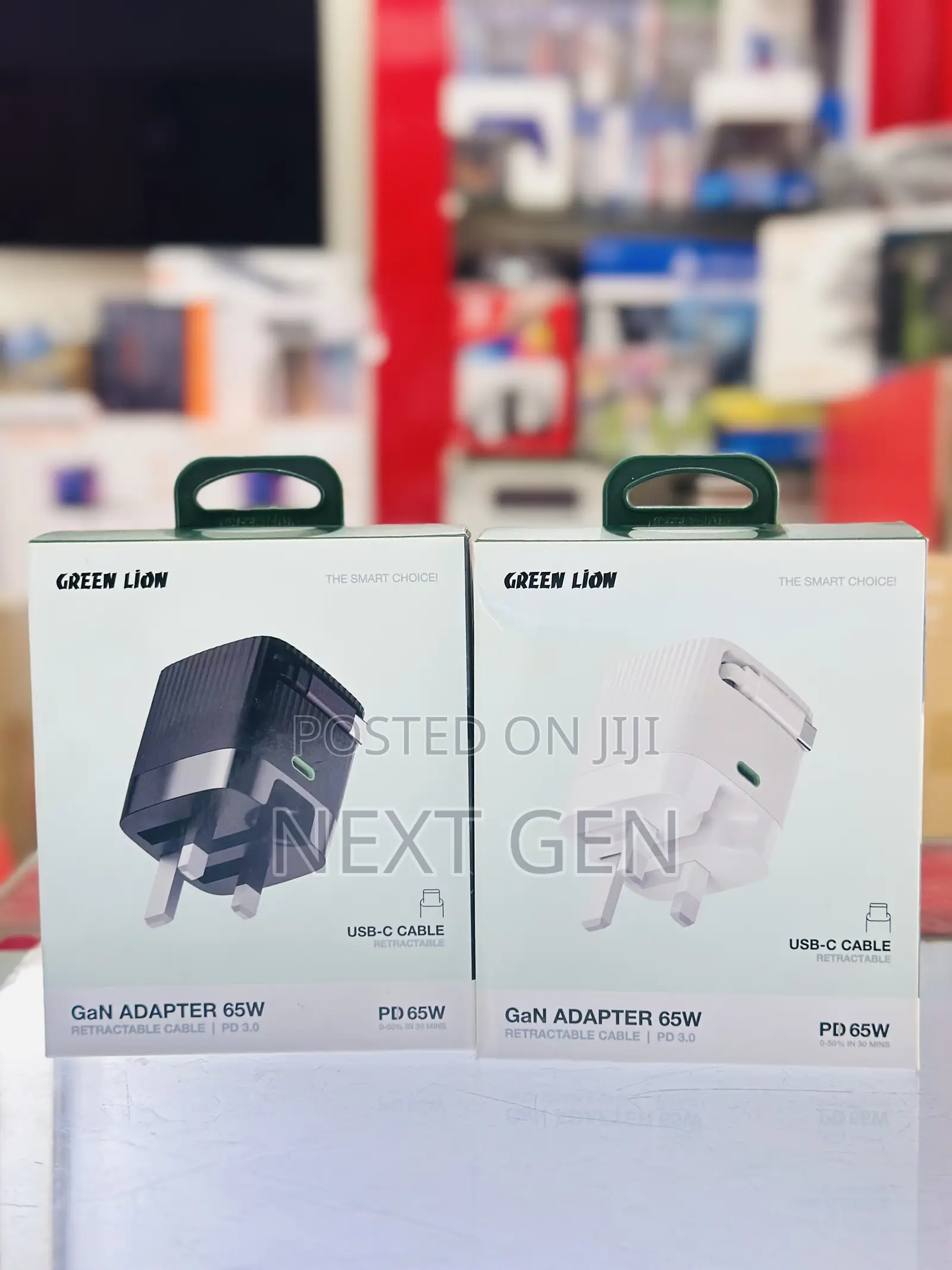 Green Lion Gan Adapter 65w Retractable Cable Pd 3.0