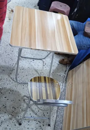 Wooden Folding Reading Table Chair - Brown