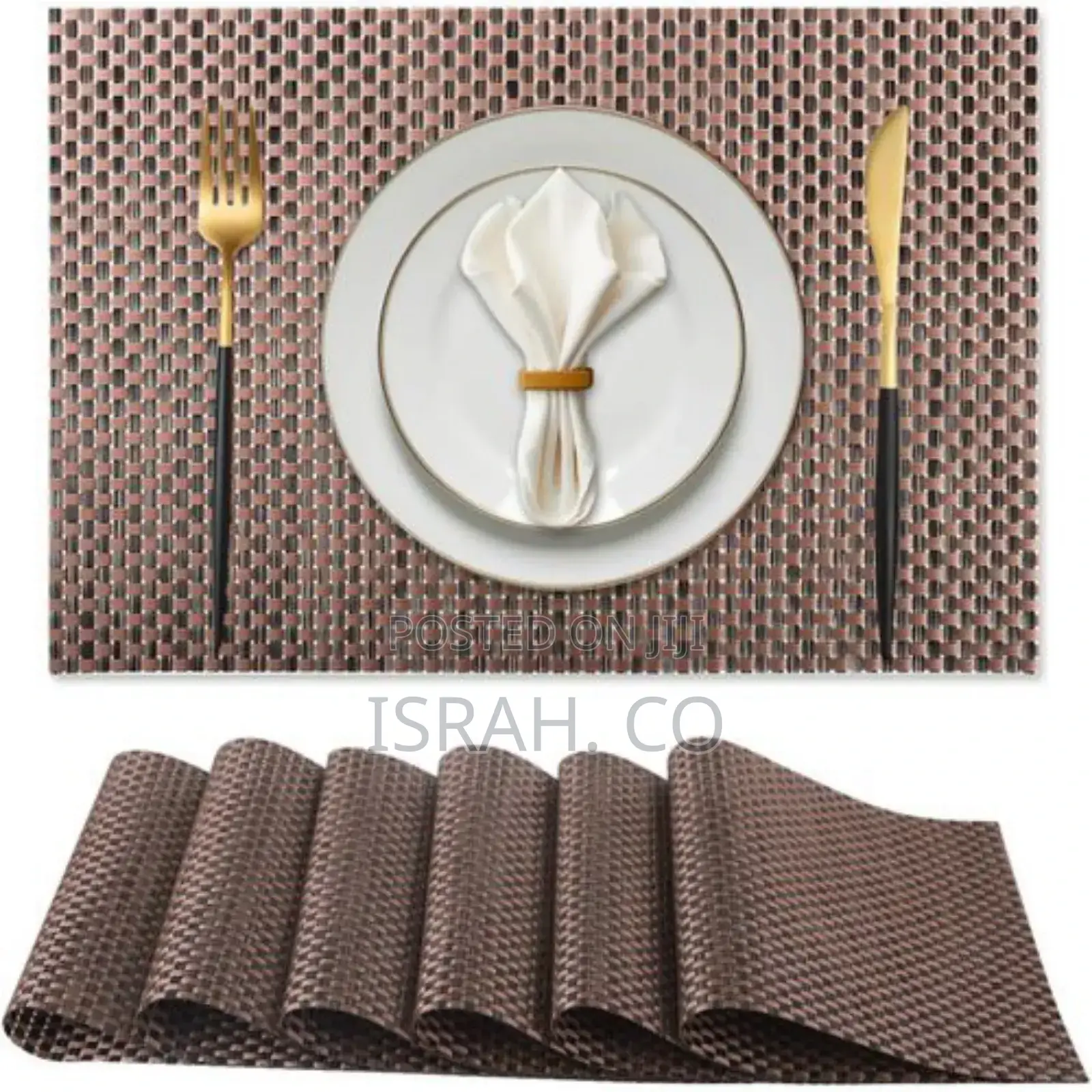 Rectangular Vinyl Plastic Placemats Set of 6 Washable