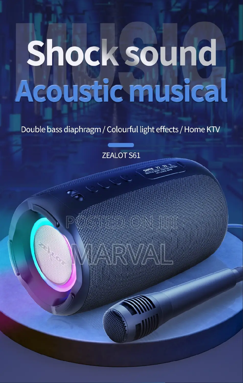 Zealot S61 Bluetooth Portable Speaker Double Bass RGB Light