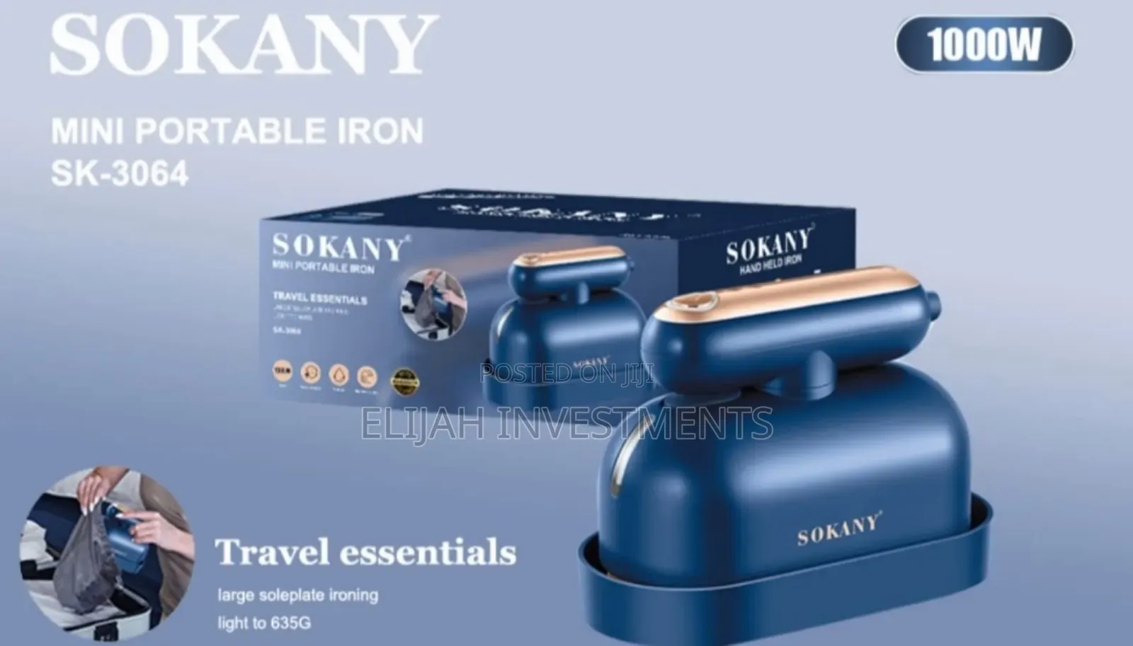 Authentic Sokany 1000w Mini Portable Iron