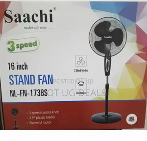 Saachi 16 Inch Stand Fan With a Powerful Motor-Black