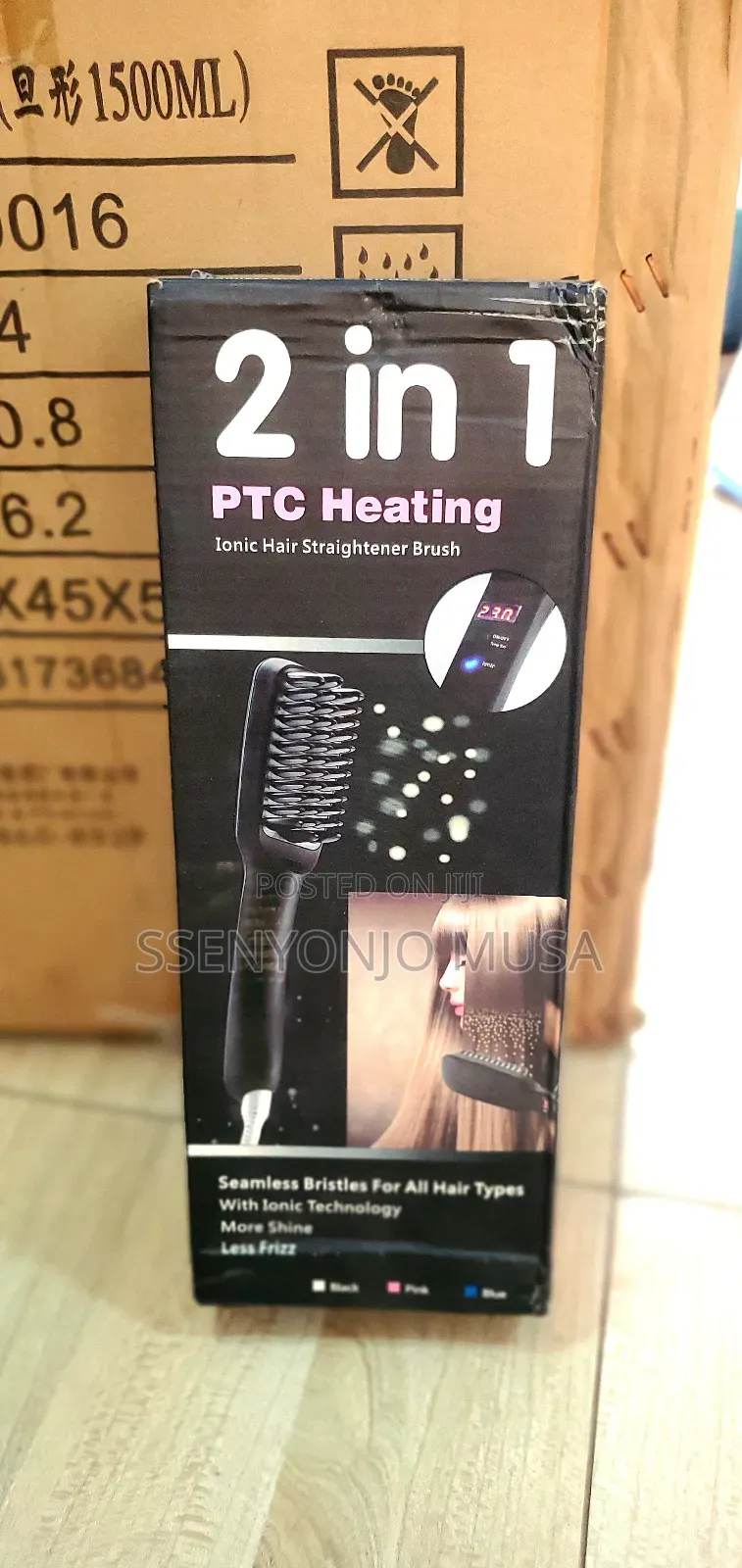 Ionic Hair Straightener Brush 2 in 1 PTC Heating