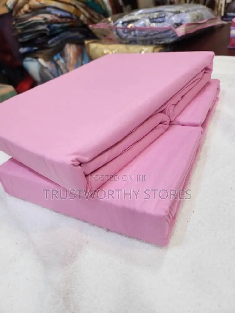 6pcs Plain Fitted Bedsheets With 4 Pillowcases - Cotton
