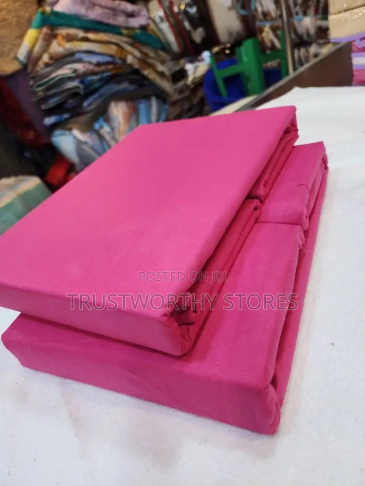 6pcs Plain Fitted Bedsheets With 4 Pillowcases - Cotton