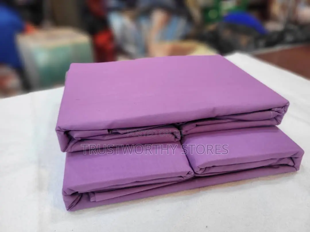 6pcs Plain Fitted Bedsheets With 4 Pillowcases - Cotton