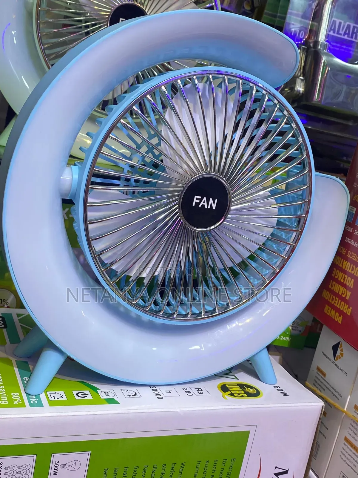 Rechargeable Mini Desk Fan With Led Light