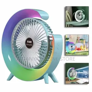 Rechargeable Mini Desk Fan With Led Light
