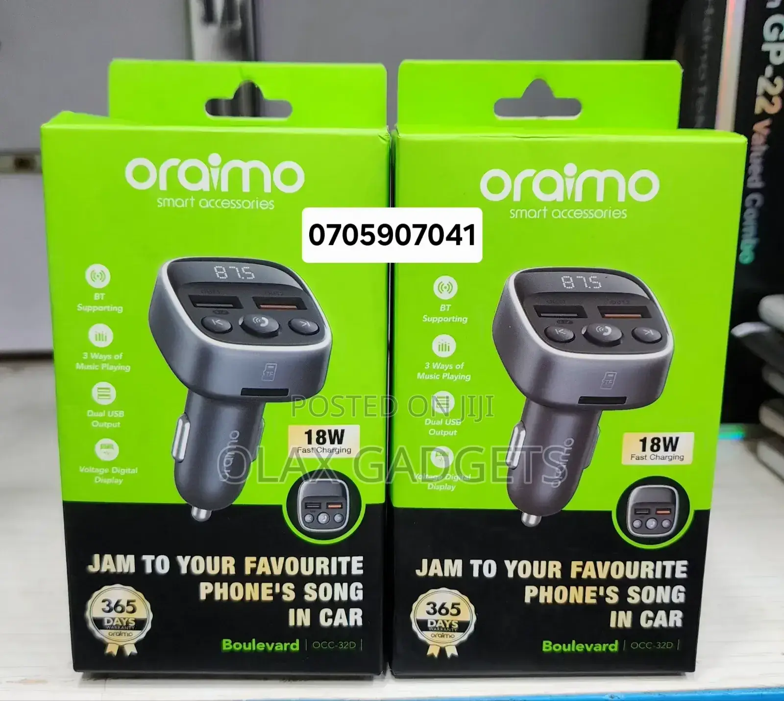 Oraimo Boulevard 18w Car Charger and Bluetooth Transceiver