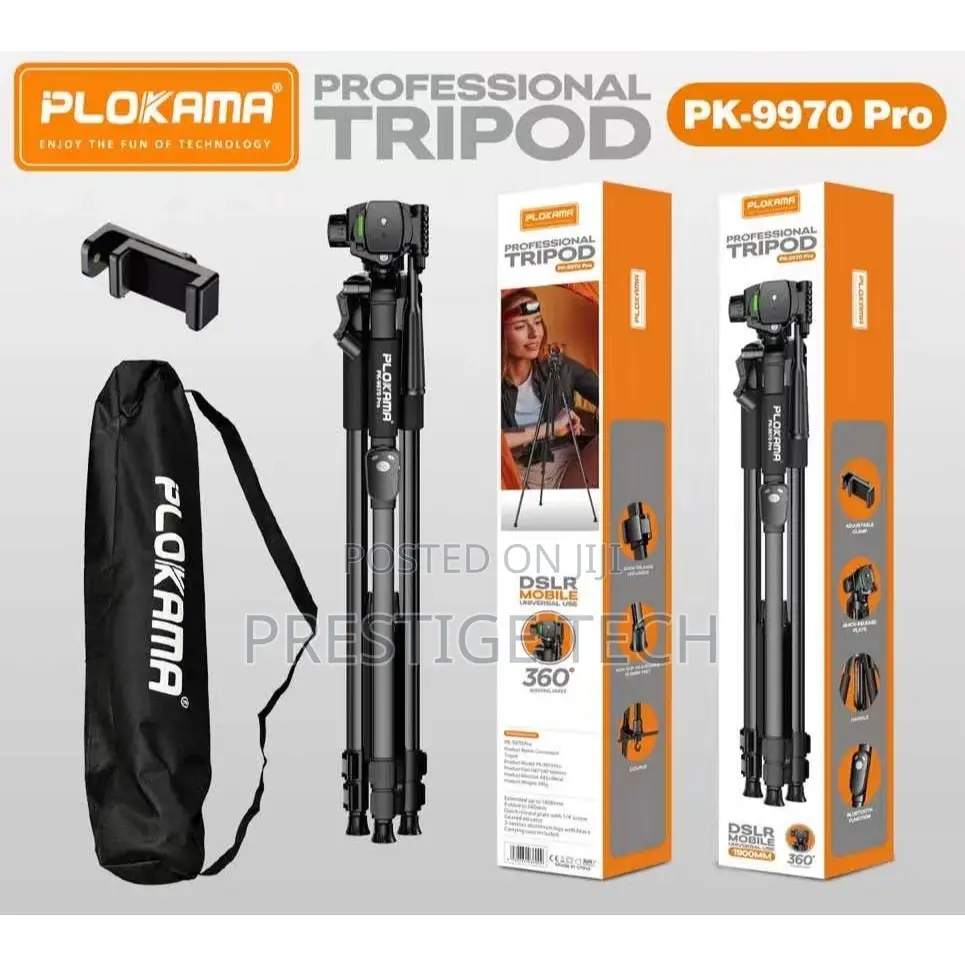Plokama Professional Tripod Pk-9970 for Phones and Camera 2m