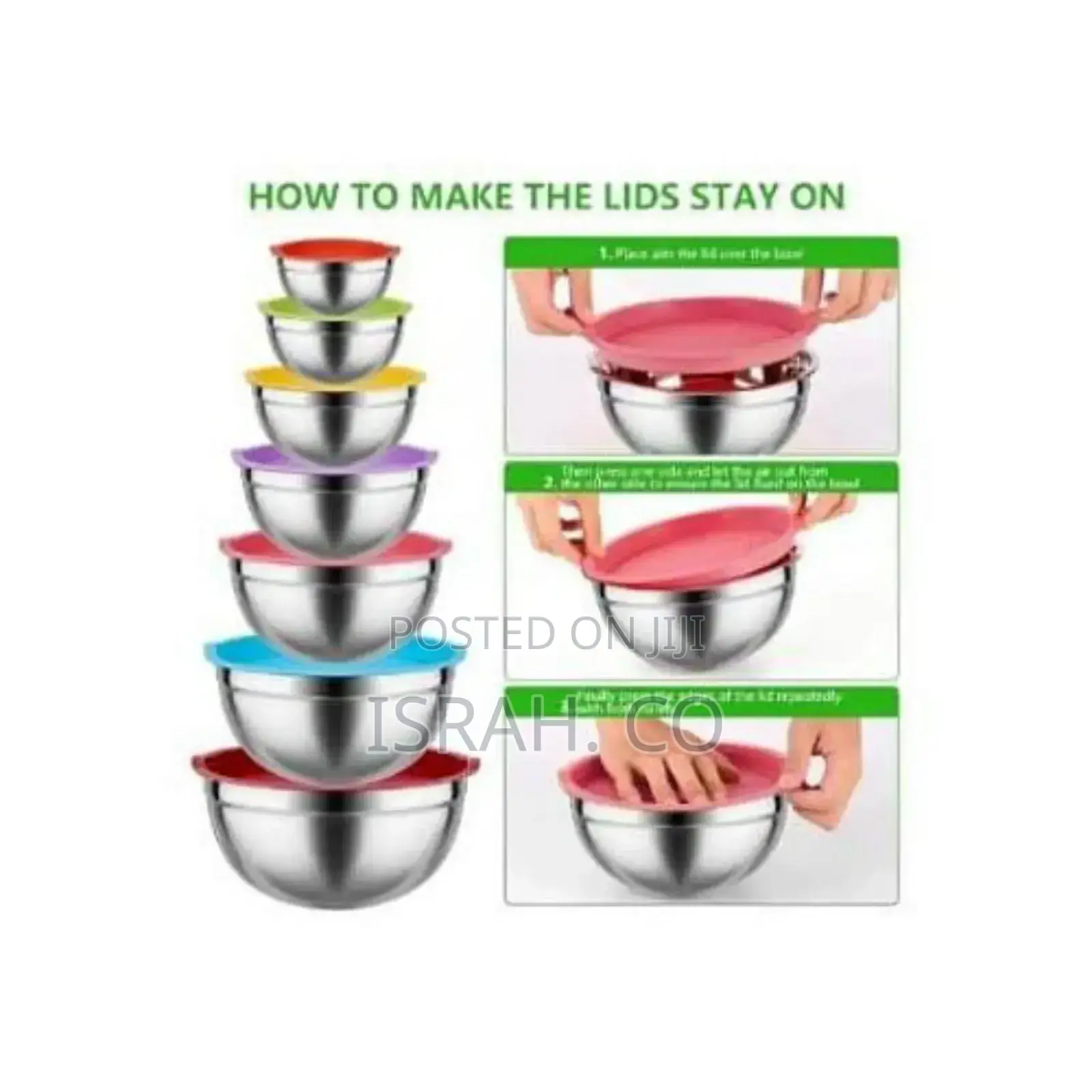 7 Piece Mixing Bowls With Lids for Kitchen Stainless Steel