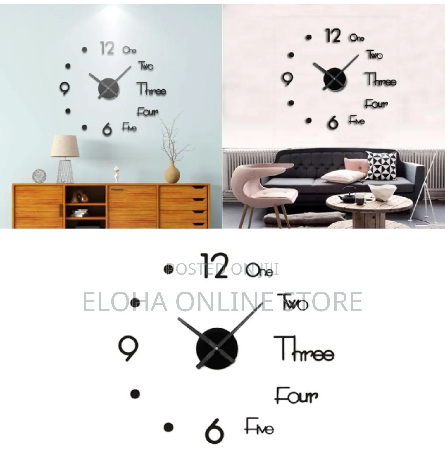Diy Large Wall Clock Modern 3d Wall Sticker
