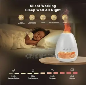 Flame Oil Diffuser Cool Mist Humidifier With Night Light