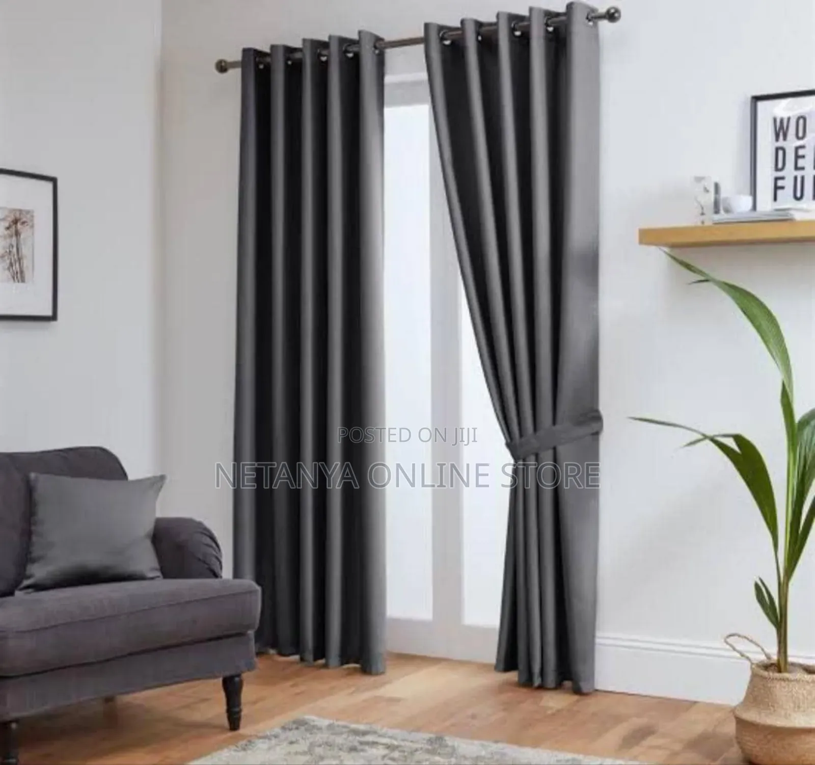 3pcs Plain Curtain Set