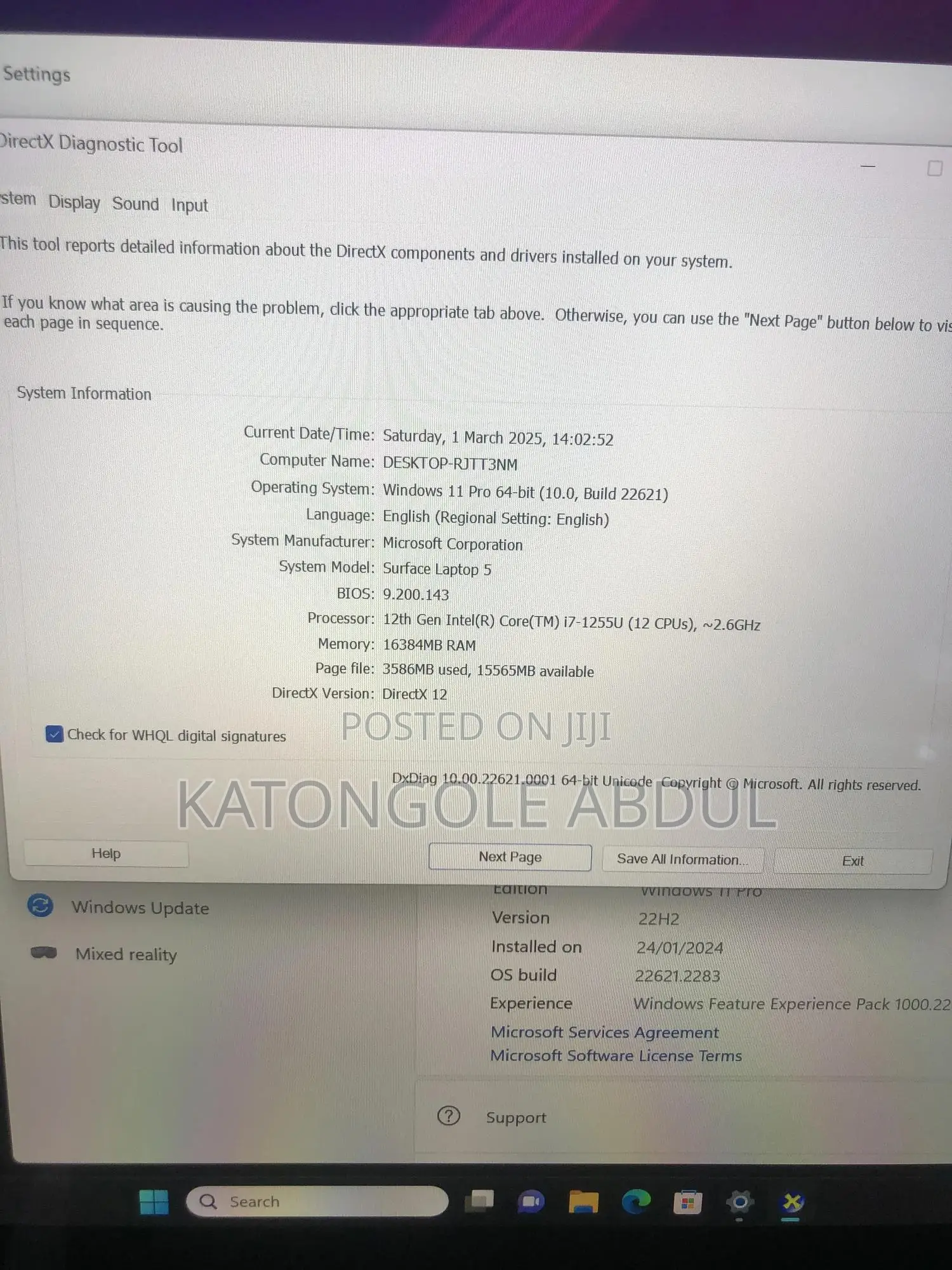 New Laptop Microsoft Surface Laptop 5 16GB Intel Core I7 SSD 500GB