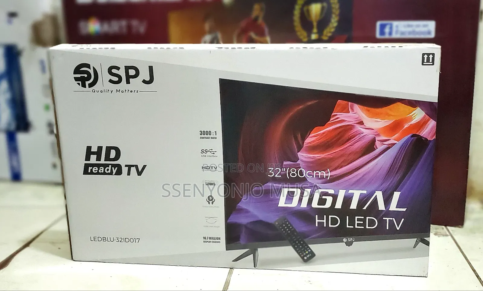 SPJ Tv 32"Inches FHD Digital Led Flameless With in-Built Free to Air.