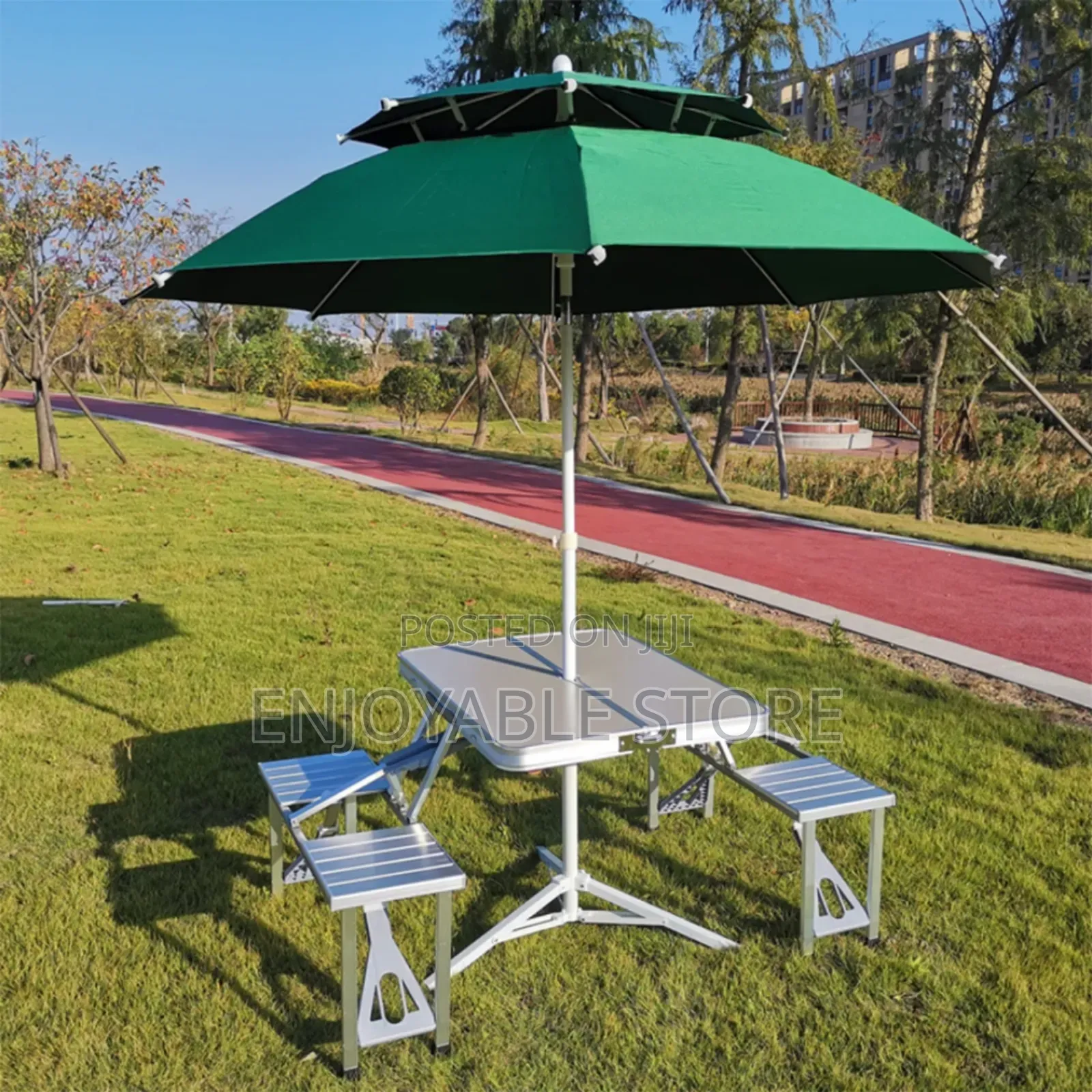 Picnic Foldable Table And Umbrella Set