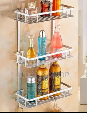 Aluminum 3 Tier Rectangular Bathroom Shelf