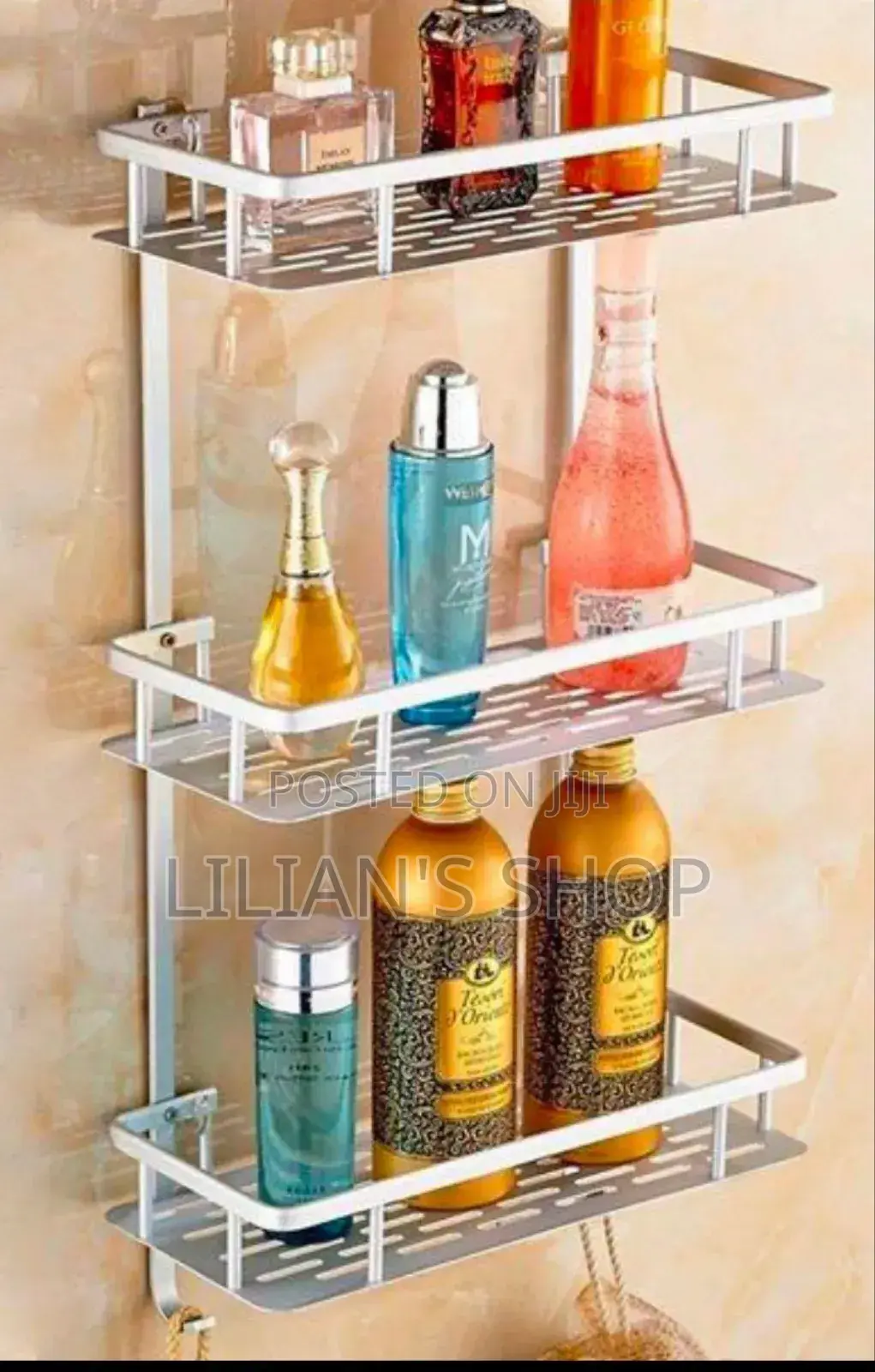 Aluminum 3 Tier Rectangular Bathroom Shelf