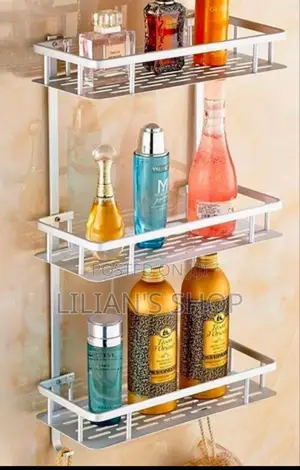 Aluminum 3 Tier Rectangular Bathroom Shelf