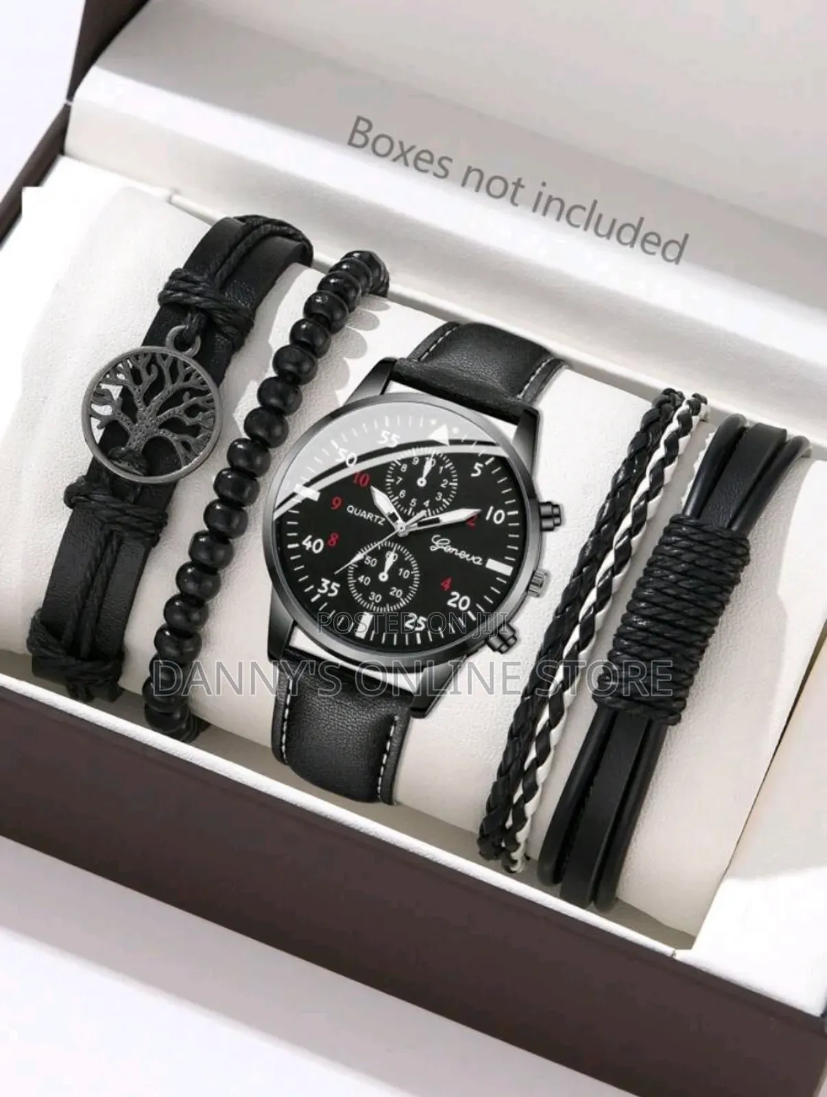 Jasonrolls Black 5pcs Men's Watch, Fashion Men's Sports Watc