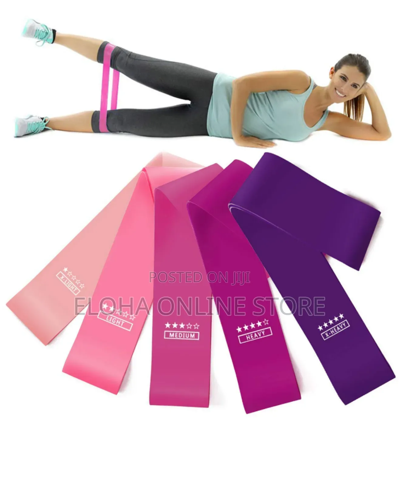 A Set of 5 Level Resistance Bands