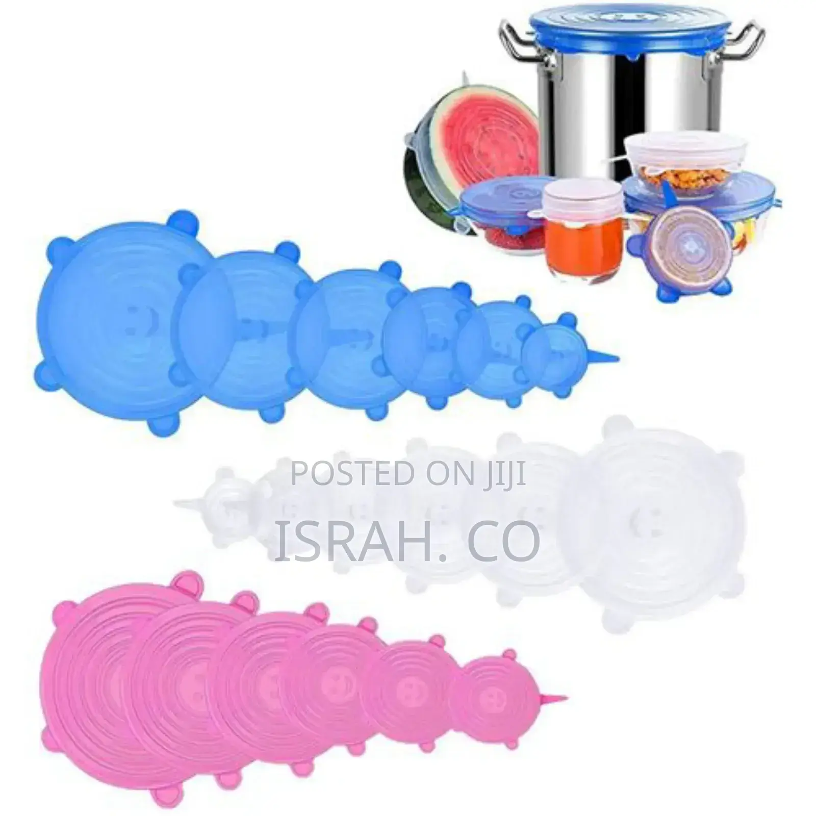 Silicone Stretch Seal Lids 6 Pieces Food Covers White