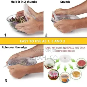 Silicone Stretch Seal Lids 6 Pieces Food Covers White