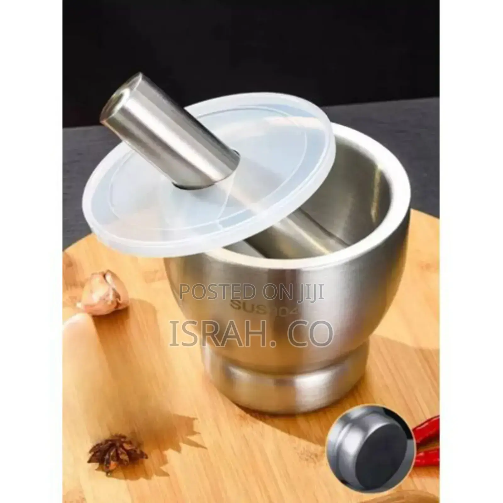 10cm Hamandista Brushed Stainless Steel Mortar and Pestle