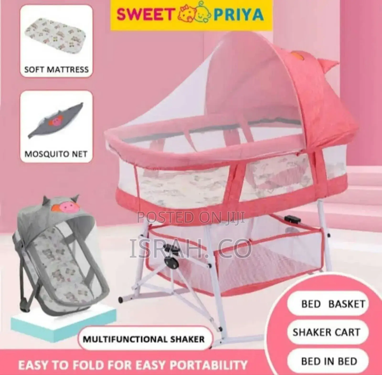 Bedside Crib for Baby, Adjustable Baby Bassinet With Wheels