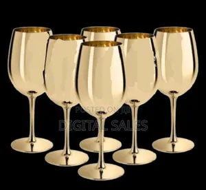 6pcs Champagne Stem Wine Glasses Decorative – Gold.