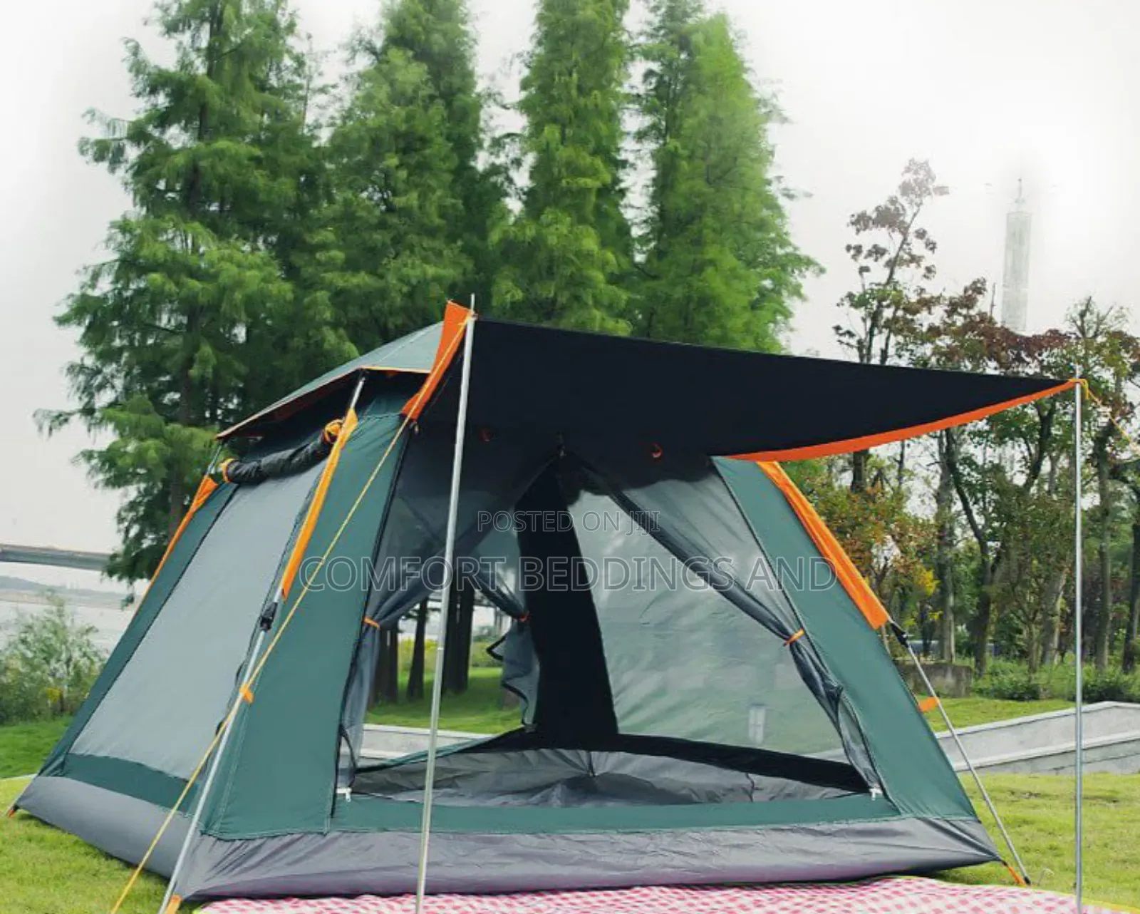 Automatic Camping Tent With Shade Army Green
