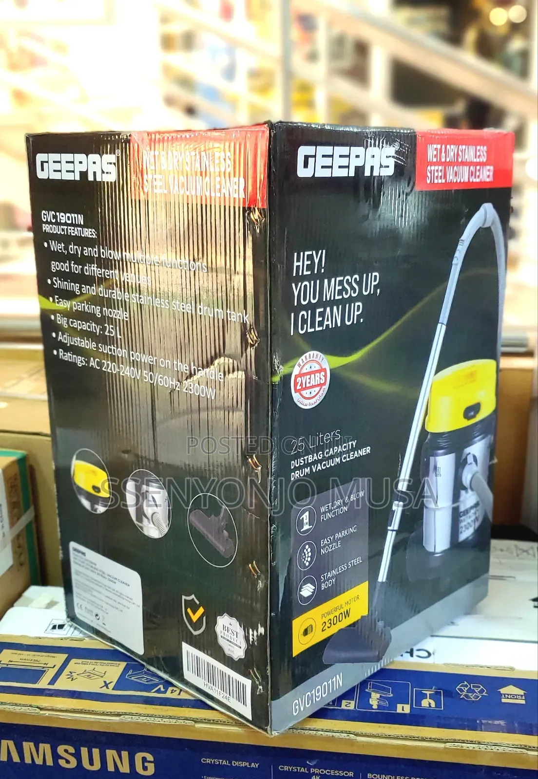 Geepas Wet Dry Vacuum Cleaner Gvc19011n- Powerful Cleaning