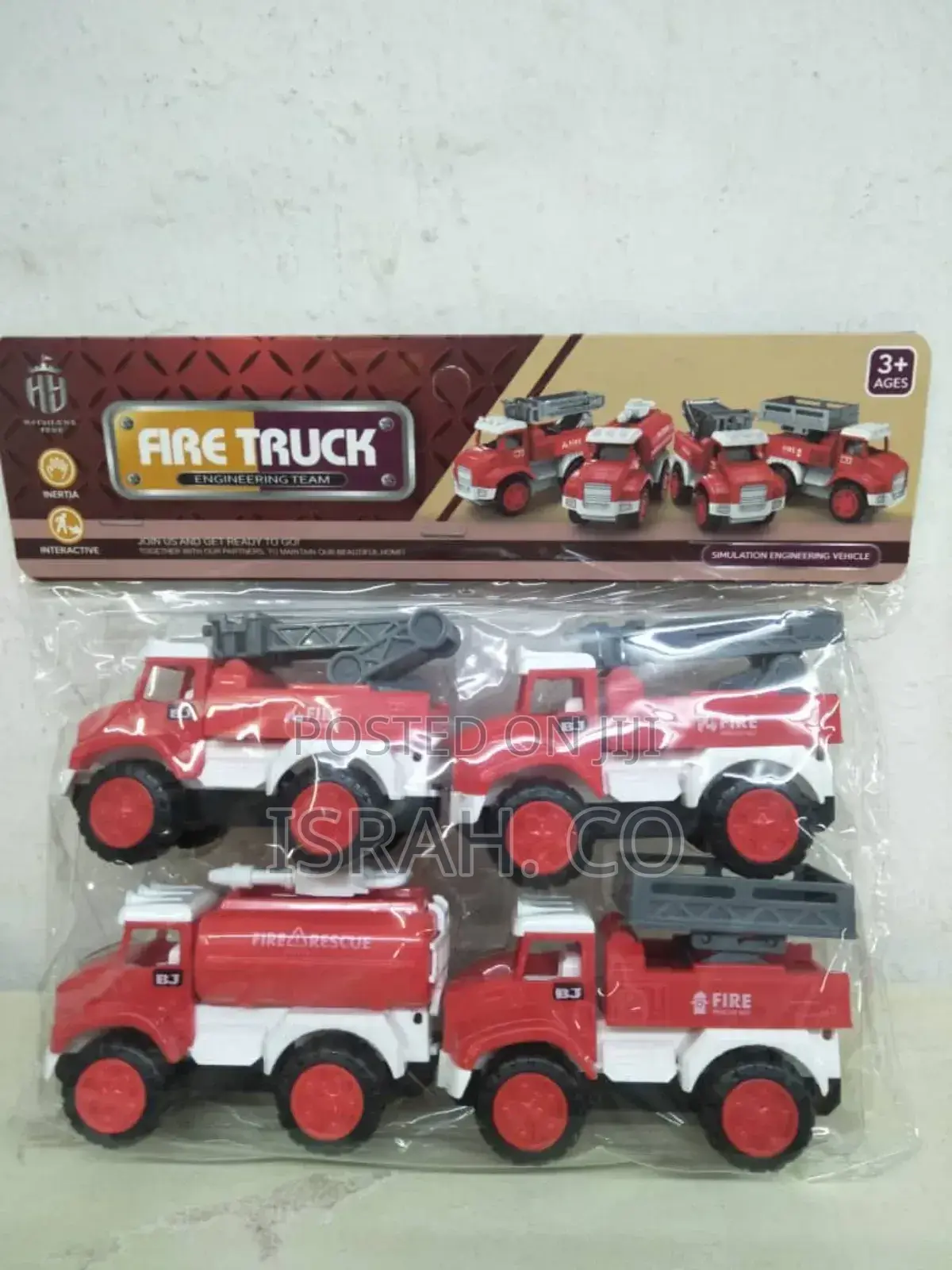 Fire Trucks 4 Pieces Red