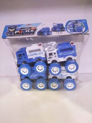 Police Inertia Truck Set of Four Blue